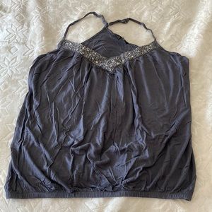 Express size medium grey adjustable strap halter “going out” top